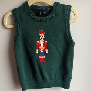 Janie and Jack Green Vest with Nutcracker Dog